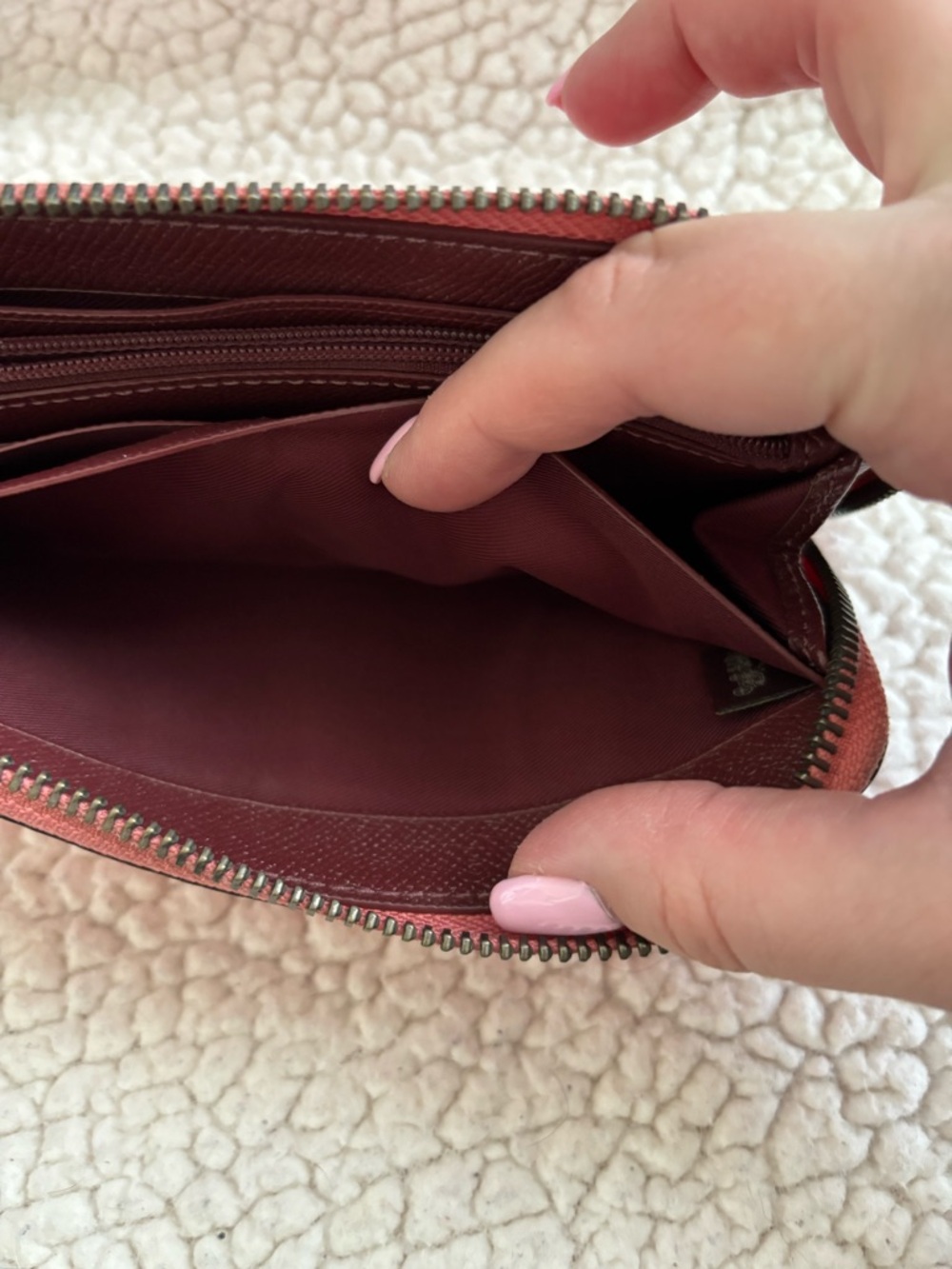 COACH Hot Neon Pink Lemonade Leather Zip Wallet - Picture 9 of 14